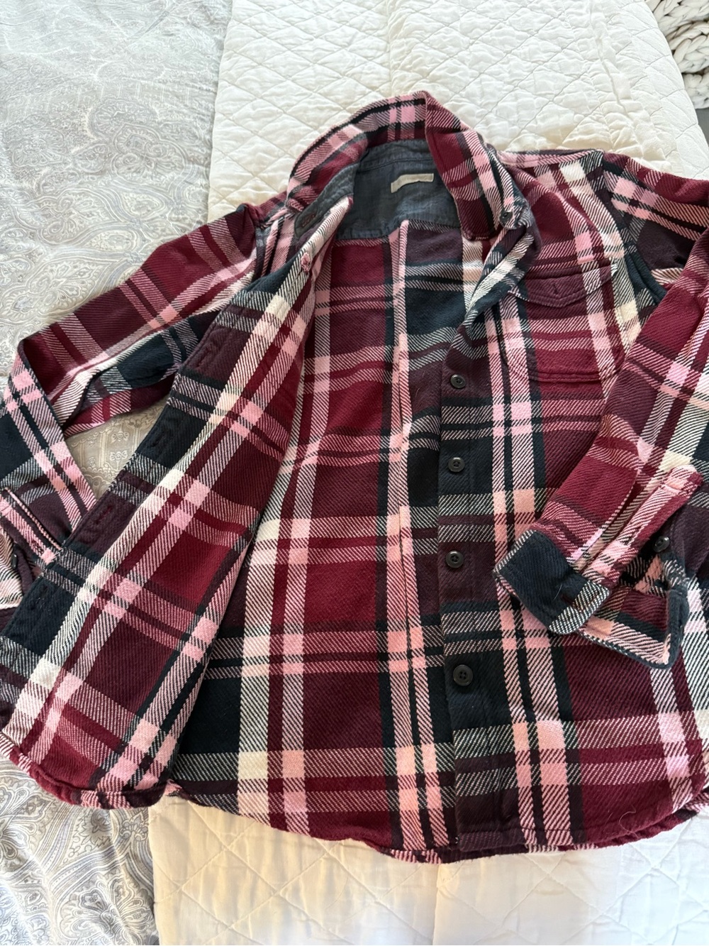 Burgundy Dark Pink OuterKnown Plaid Button-Up Shirt - Picture 2 of 7